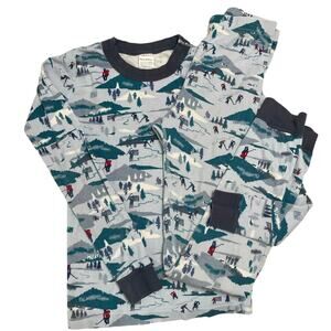 Hanna Andersson Youth Pajama Set Sz 12 Winter Scene Ice Hockey Organic Cotton